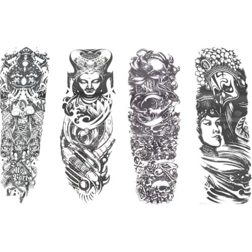 4Pcs/Lot Waterproof Temporary Tattoos Beijing Opera Full Arm Mechanical Pattern Tattoos Applique Arm Full Arm Tattoos Sticker 48