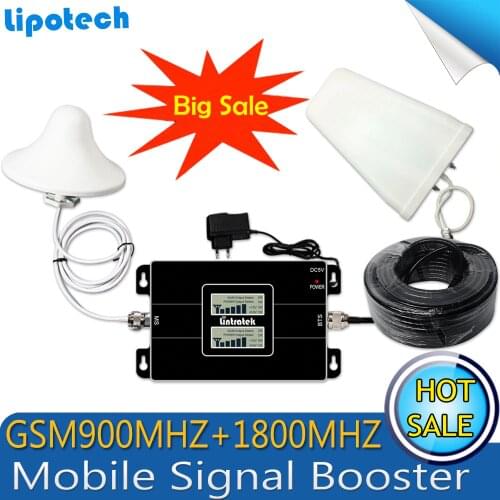 2017 Lintratek Dual LCD Displays GSM 900 4G LTE 1800 Repeater GSM 1800mhz Mobile Signal Booster 65dB Dual Band Repetidor Celular