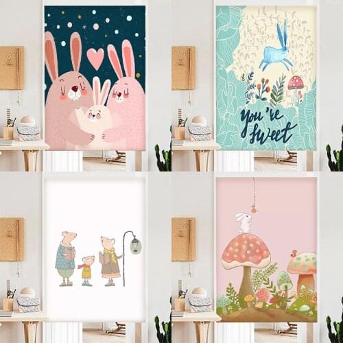 Lovely Rabbit Digital Printing Curtain Bedroom Door Curtain Kitchen Half Panel Curtain Doorway Hanging Curtain