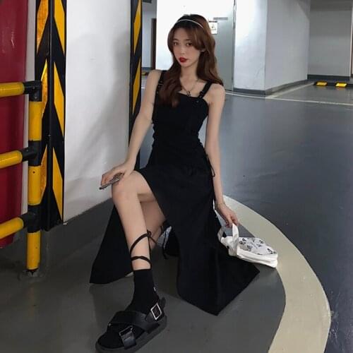 Sannian Retro Style Dress Women Spring And Summer 2021 New Temperament Design Sense Black Suspender Dresses Women Clothes