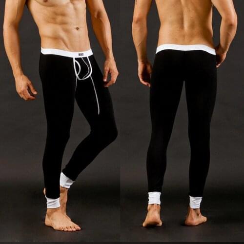 Winter Pants Men Thermal Warm Long Johns Pants Autumn Tight Leggings Inner Pants Modal Underwear Pouch Breathable Pants
