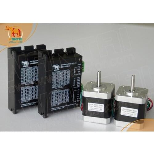 2Axis Nema17 42BYGHW811 0.48N.m/70oz-in 48mm 2.5A3.1V 48mm for 3D printer,cnc router,mini motor step,robotic+Driver DQ542M