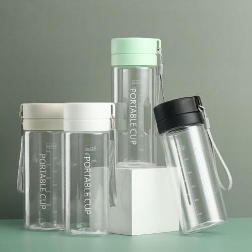 2021 Portable Water Bottle With Lid Rope For Girls Children Camping Travel Brief Plastic Bottle For Water 600ML Botella De Agua