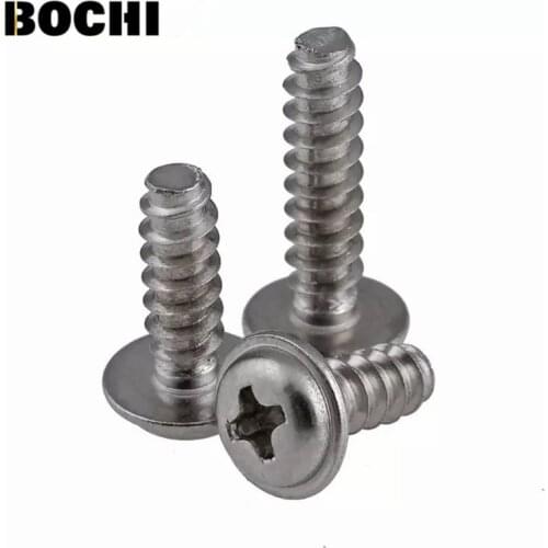 PWB 40pcs 304 stainless steel phillips round head Flat tail self-tapping screws with Collar M2 M2.6 M3 M4 4-20mm screw