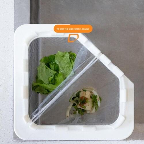 50pc Hanging Net Filter Bag Multi-Purpose Triangle Drainage Rack Drain Basket Kitchen Sink Filter Leftovers Soup Drainer