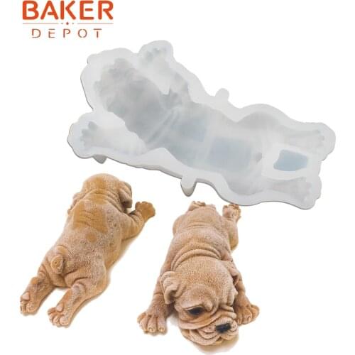 BAKER DEPOT fondant mold for cake pastry baking Dog silicone soap candle tool 3D dog cake decoration form DIY Craft gypsum mold