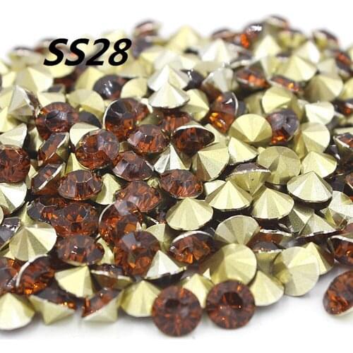 Free shipping SS28 6.0-6.2mm 144pcs Brown Resin rhinestones Pointback,Resin Stones Pointed back for DIY Decoration