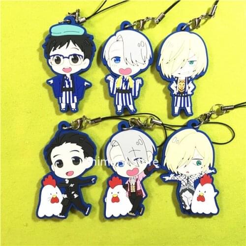 Anime YURI on ICE Keychain Figure Doll Victor Nikiforov Katsuki Yuri Plisetsky Cock PVC Keyring Bag Pendant Phone Strap for Gift