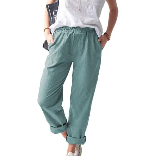 Women Trousers Fashion Solid Pocket Pant Casual Straight Long Pants Elastic High Waist Soft Pants Breathable Trouser Streetwear