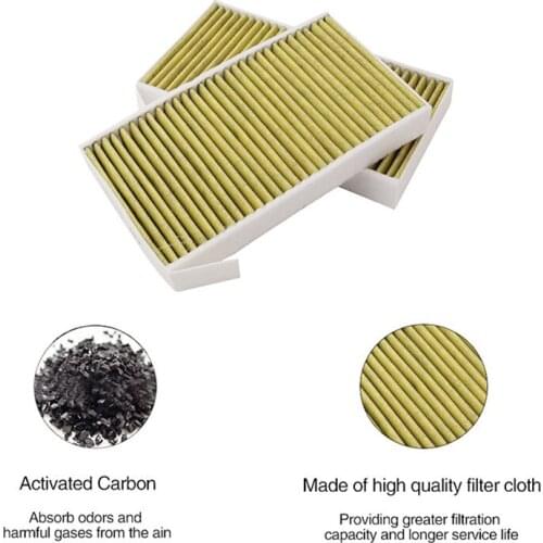 2Pcs Carbon Air Filters HEPA 9.4 * 5.4 inches Hight Quality Filter Cloth Activated For Tesla Model 3 Y 2019-2021