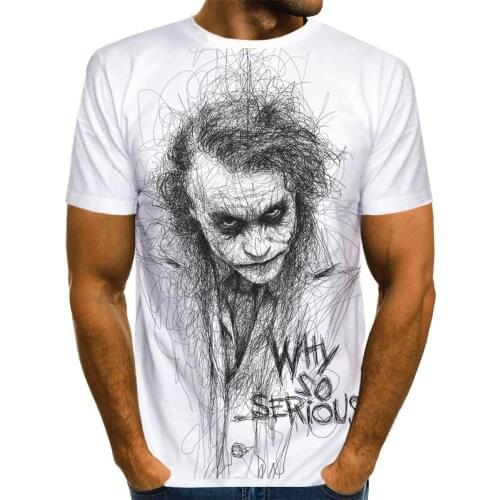 Mens new clown t-shirts 3D printed graphic T shirt Summer breathable T-shirts shirt men clothesHarajuku short sleeve White tops