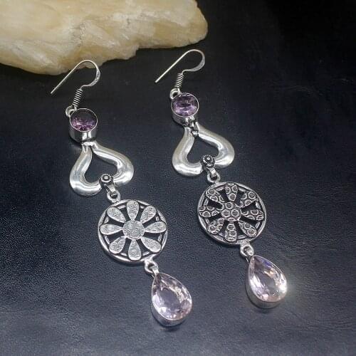 Gemstonefactory Big Promotion Unique 925 Silver White Topaz Amethyst Amazing Women Ladies Gifts Dangle Drop Earrings 20212084