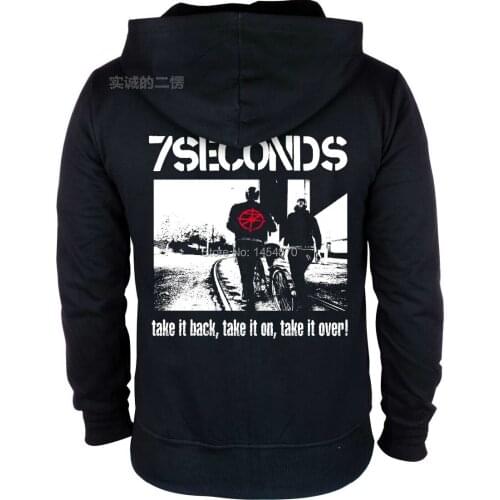 Hot Sale Cool 7 Seconds Cotton 3D Punk Rock Hoodies brand jacket Heavy Black Metal Sweatshirt zipper fleece