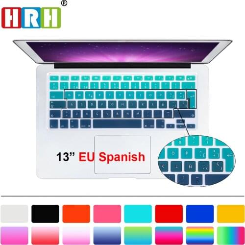 HRH UK/EU ESP Slim Spanish Gradient Rainbow Silicone Keyboard Cover Keypad Skin Protector For Macbook Air Pro Retina 13 15 17