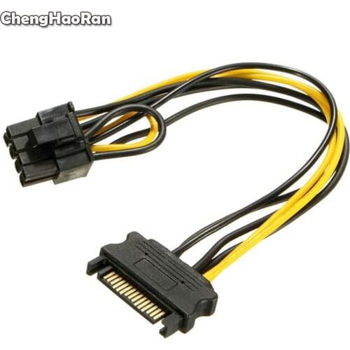ChengHaoRan 15pin SATA Male to 8pin(6+2) PCI-E Power Supply Cable 20cm SATA Cable 15p to 8p Cable 18AWG Wire for Graphic Card