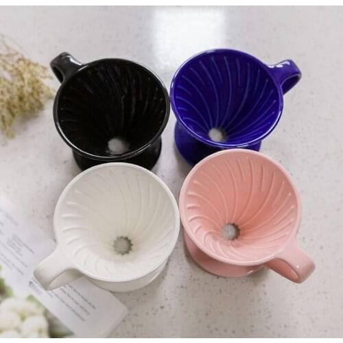 Ceramic Coffee Filter Cup Conical Filter Cup Hand Made Coffee Filter Cup Single Hole Threaded Filter Cup with Spoon Filter