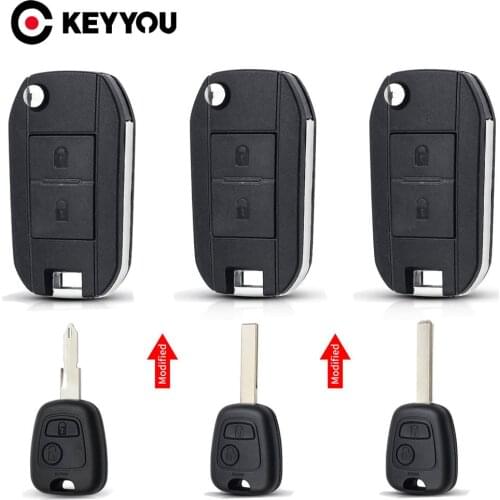 KEYYOU 10pcs For Peugeot 307 107 207 407 For Citroen C2 C3 Xsara Remote 2 Button Modified Flip Folding Car Key Shell Blank Case