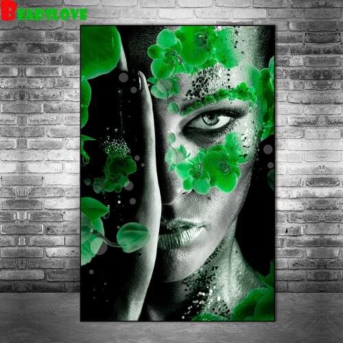 Beauty and flowers 5d diy diamond painting mosaic needlework full drill diamond embroidery living room decor nordic art g191