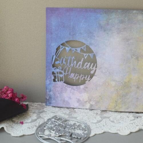 Circle Happy Birthday Gift Flag Metal Cutting Dies Scrapbooking Stencil for Album Paper DIY Gift Card Embossing Dies New 2021