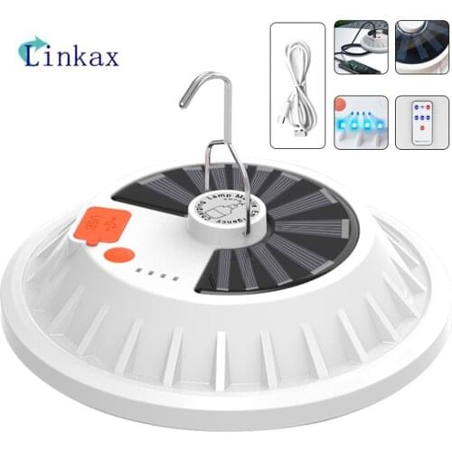 120W Rechargeable LED Bulb Lamp Remote Control Solar Charge Lantern Portable Emergency Night Market Light Outdoor Camping Home