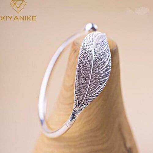 XIYANIKE Hot Sale 925 Sterling Silver Trendy Leaves Bracelets & Bangles Jewelry Adjustable for Women Valentines day Gifts