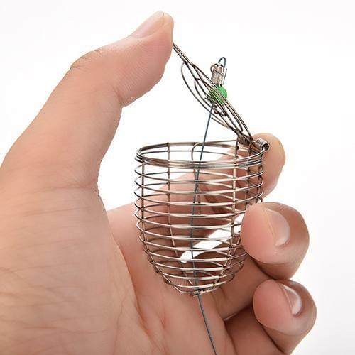 Small Fishing Lure Cage Stainless Steel Wire Fish Bait Trap Basket Fishing Tackle Lure Cage Fishing Tool Height 5cm