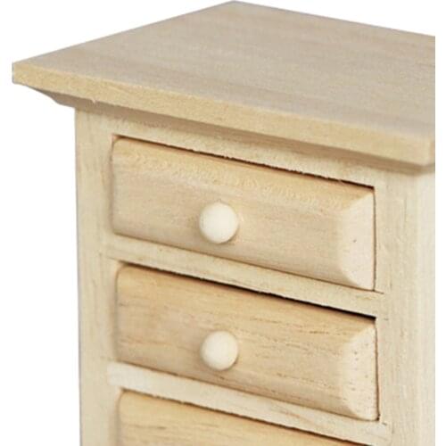 1/12 Scale Dollhouse Bedroom Furniture Miniature Wood Nightstand Cabinet