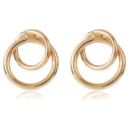 Fashion Korean double hoop womens earrings ladies metal alloy jewelry gifts knotted earrings cute earrings