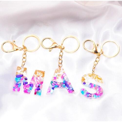 Trendy Fashion Letter Keychain Trendy Creative Colorful 26 English Letter Initial Resin Handbag Keyring Accessories For Women