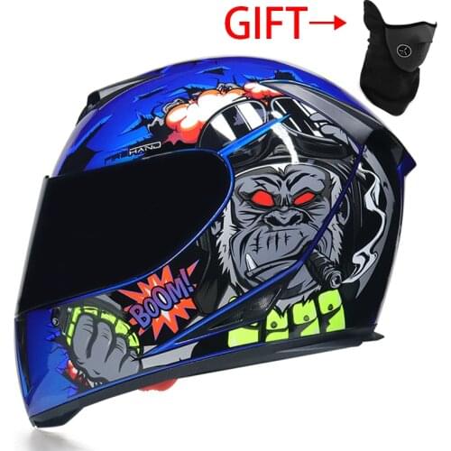 4 Seasons Women Men Graffiti Cartoon Racing Motocross Motorbike Off-Road Motorcycle Anti-Fog Helmet Moto Casco Vintage