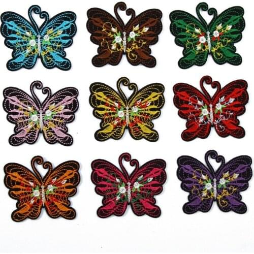 50pcs/Lot Embroidery Patches Letters Clothing Decoration Accessories Cartoon Butterfly Diy Iron Heat Transfer Applique
