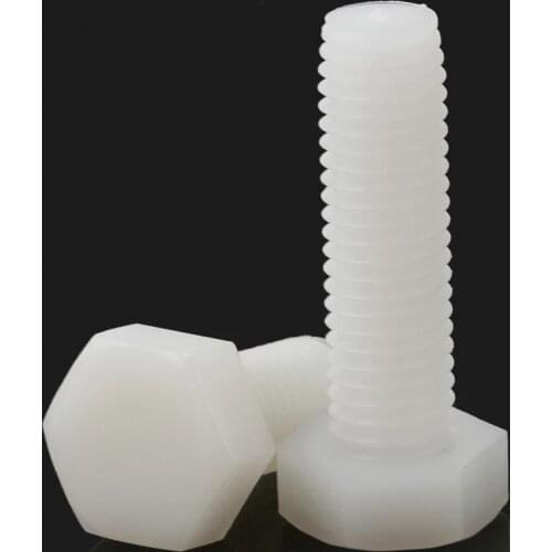 Nylon Hexagon bolt PA66 Nylon hex bolt plastic screw White color Nylon DIN933 M3 M4 M5 M6 M8 M10 M12
