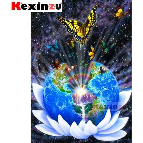 Full 5d Square/Round Diamond Painting-Lotus butterfly-Diamond Embroidery kit Cross Stitch Mosaic Full Picture Rhinestone Decor Y