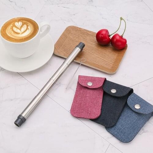 Portable Stainless Steel Silicone Telescopic Drinking Straw Camping Travel Straw Reusable Straw With Case