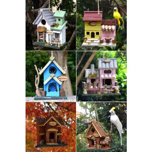 Handmade wooden bird cage Courtyard garden layout Bird nest Hanging Bird House Box Balcony kindergarten landscaping decoration