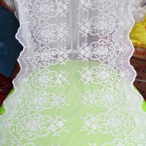 Mesh Lace Trim 3 Yard Ivory Beige Gauze Tulle Cotton Embroidery Ribbon Edge Dress Clothes Fabric 38cm 14.96"Wide M4F337