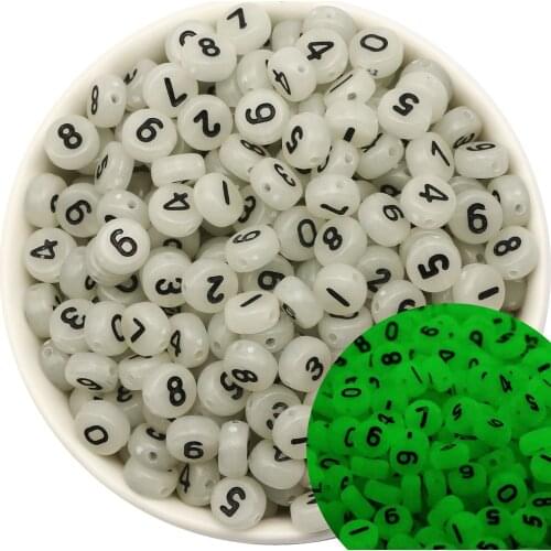 Mixed Digital Acrylic Beads Round Flat Number Luminous Spacer Beads For Jewelry Making DIY Crafts Scrapbooking Decoration