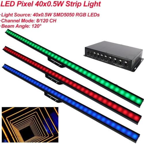 2020 NEW RGB LED Pixel 40x0.5W Strip Light Connector DMX Control Program Stage Bar Party DJ Disco Decoration Effect Wash Light