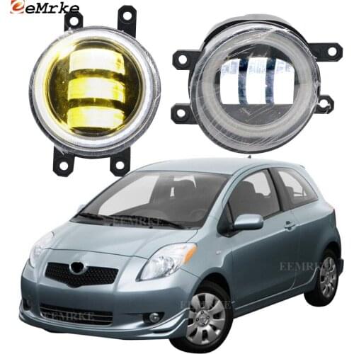 2-Pcs Anti Fog Lights for Toyota Yaris Hatchback XP9 Vitz 2006~2010 LED Angel Eye DRL Daylight Foglight Lamp Car Accessories