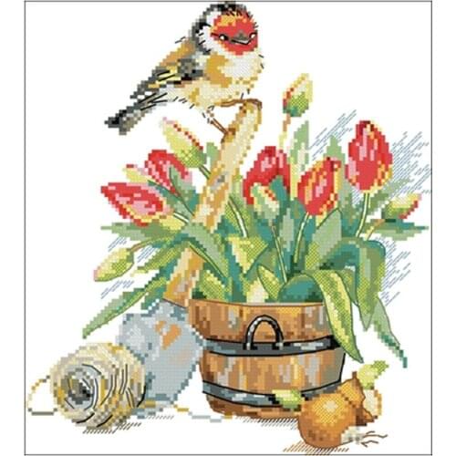 Spring flowers and birds patterns Counted Cross Stitch 11CT 14CT 18CT DIY Chinese Cross Stitch Kits Embroidery Needlework Sets