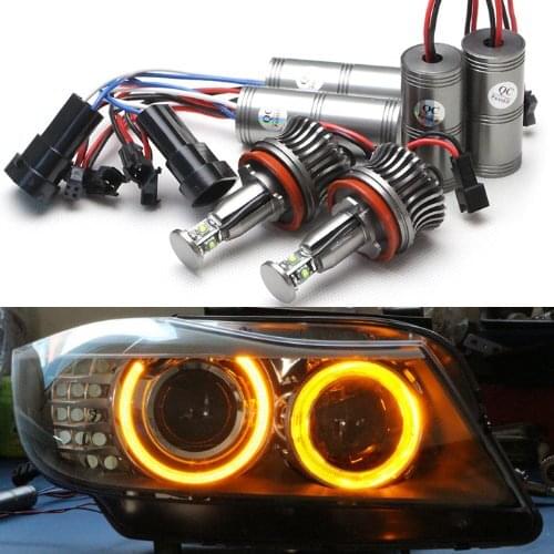 Bright Amber Color Cree Chips LED Angel Eye Halo Light H8 No Error for BMW 1 3 5 6 X Z Series E90 E92 328i 335i M3 E93 M6 X5 X6