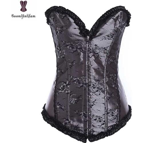 Jacquard Floral Corset Lace Up Korsett For Women Overbust Gothic Korset Fish Boned Solid Bustier Waist Slimming Korse Outfit Hot