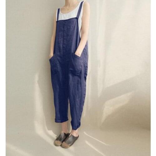 Women Linen Cotton jumpsuits Spring Women jumpsuits