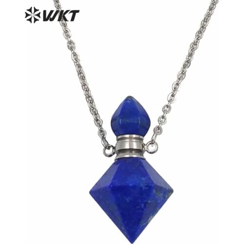 WT-N1193 women fashion gold Gyro shape stone necklace beautiful natural stone bottle necklace for perfume