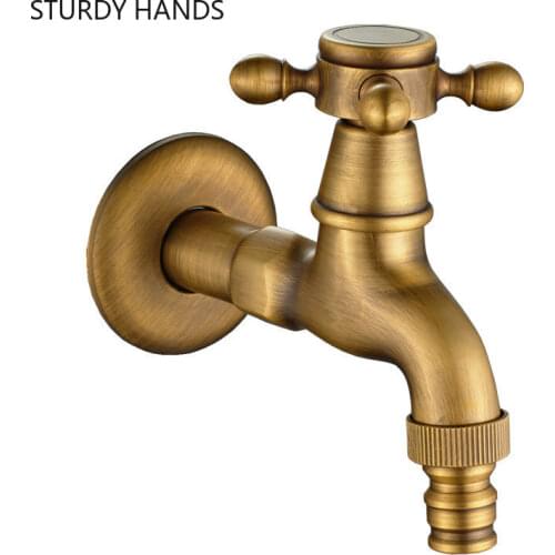 Antique Luxury Decorative outdoor Bibcock Garden faucet tap Bathroom Wall Mount Washing Machine Water Faucet Home hardware