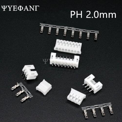 10Sets/Lot PH2.0 PH 2mm Connector Straight needle Seat+Plug+Terminals 2P 3P 4P 5P 6P 7P 8P 9P 10P Connector Pitch 2.0