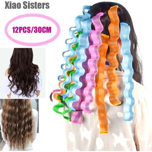 12pcs Magic Hair Curler DIY Wave Curl Rollers Portable Hairstyle Sticks 30CM Durable Curling Hair Styling Tools