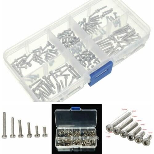 180pcs Stainless Steel Hex Socket Head Cap Screw M2 Qty Accessories Kit M2 x 4/6/8/10/12/16mm