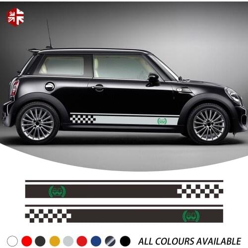 2 Pcs 60th Anniversary Decal Car Door Side Stripes Sticker For MINI Cooper R56 2006-2013 3-door JCW One Accessories