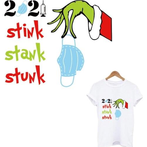 2021 Christmas Design Iron On Patches For Clothing DIY Print-On T-Shirt Funny Christmas Heat Transfer Thermal Sticker Appliqued